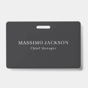 Tarjeta De Identificación Negro Mate Profesional Sencillo Moderno Elegante