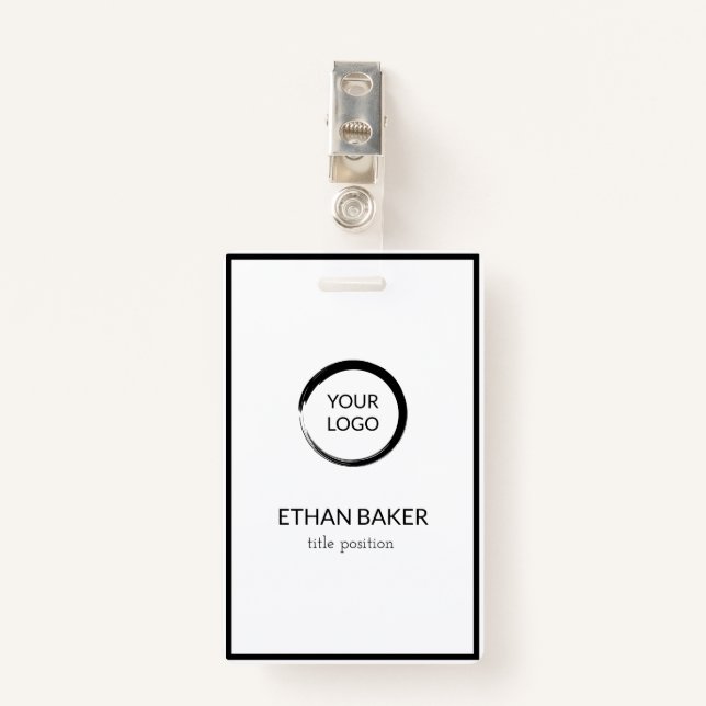 Tarjeta De Identificación Negro Y Blanco (Anverso con clip)