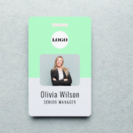 Tarjeta De Identificación Neon Green ID Custom Business Logo Employee Photo 