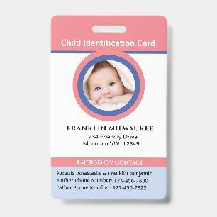 Tarjeta De Identificación Niño Muchacho Muchacha Chico Foto Identificación T