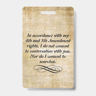 Tarjeta De Identificación No consiento insignia y acollador