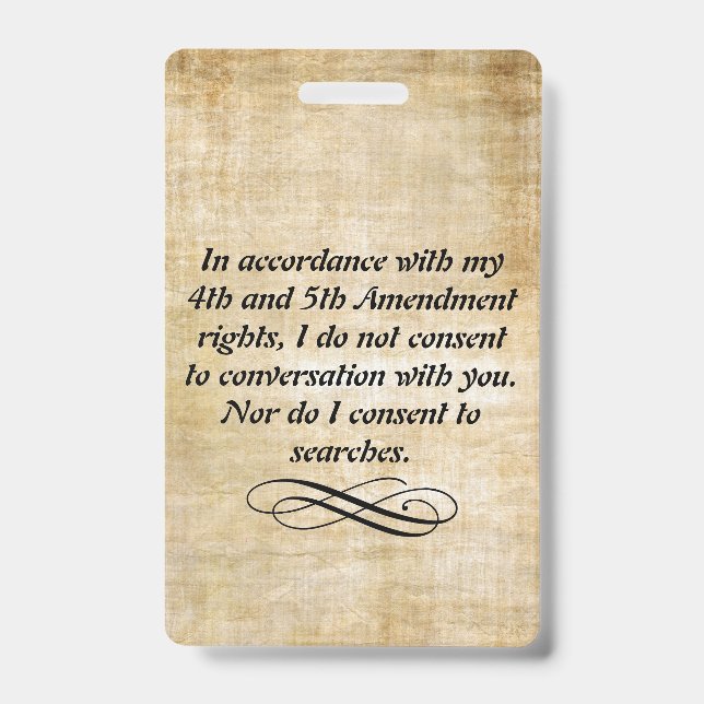 Tarjeta De Identificación No consiento insignia y acollador (Front)