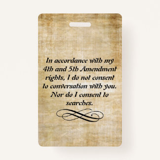 Tarjeta De Identificación No consiento insignia y acollador