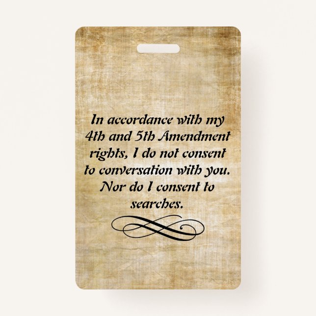 Tarjeta De Identificación No consiento insignia y acollador (Anverso)