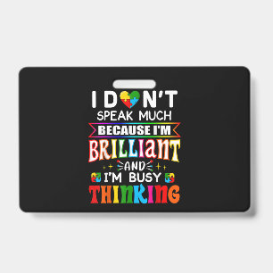 Tarjeta De Identificación No Hablo Mucho Autismo Brillante Autista