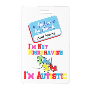 Tarjeta De Identificación No Me Estoy Portando Mal Tengo Autismo Placa de Id