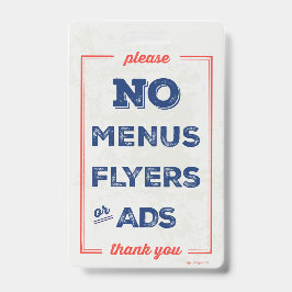 Tarjeta De Identificación No Volantes, Menús, Anuncios Señal de Insignia