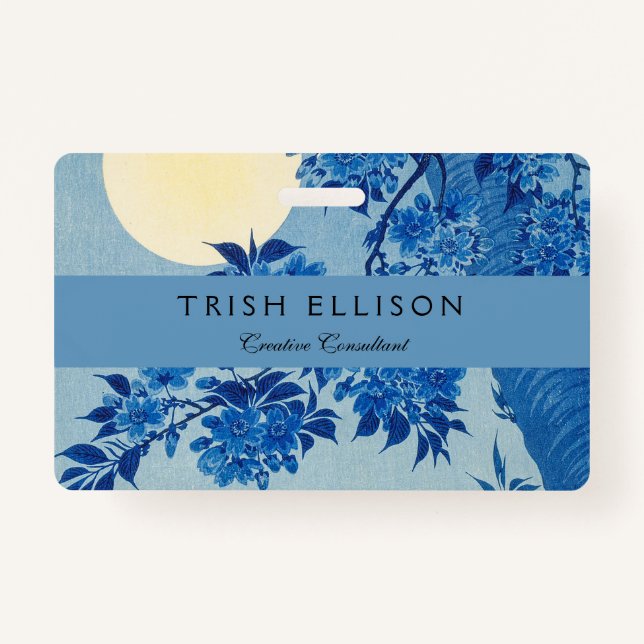 Tarjeta De Identificación Noche de la luna Árbol azul luna (Anverso)