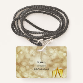 Tarjeta De Identificación Nochevieja con gafas de champán