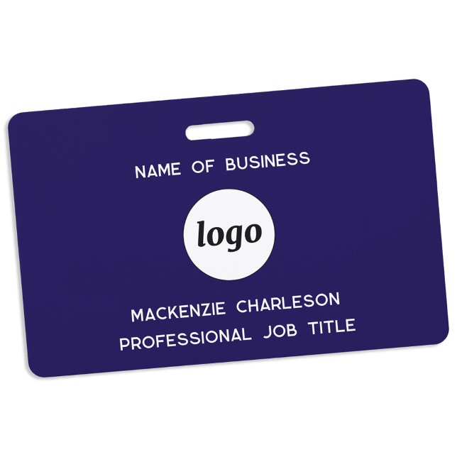 Tarjeta De Identificación Nombre azul de la Marina de Negocios Profesional L (Simple logo with custom text business branding promotional employee staff colleague name badge)