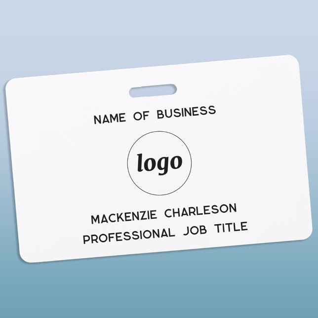 Tarjeta De Identificación Nombre comercial profesional del logotipo (Simple logo with custom text business promotional branding professional staff name tag)