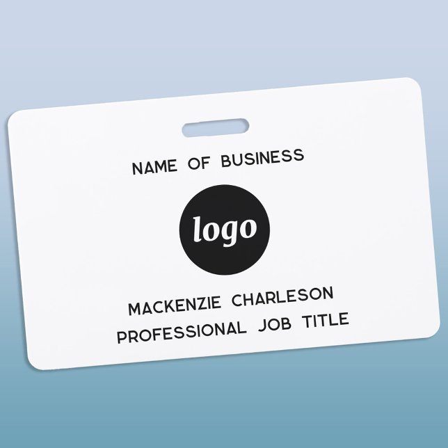 Tarjeta De Identificación Nombre comercial profesional del logotipo (Simple logo with custom text business promotional branding professional staff name tag)