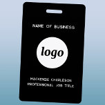 Tarjeta De Identificación Nombre Comercial Profesional Logo<br><div class="desc">Logotipo simple con texto personalizado insignia de nombre de empresa profesional. Cambie el logotipo y cualquier texto para personalizar. La parte posterior también cuenta con su logotipo.</div>