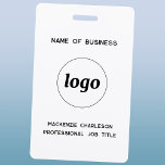 Tarjeta De Identificación Nombre Comercial Profesional Logo<br><div class="desc">Logotipo simple con texto personalizado insignia de nombre de empresa profesional. Cambie el logotipo y cualquier texto para personalizar. La parte posterior también cuenta con su logotipo.</div>