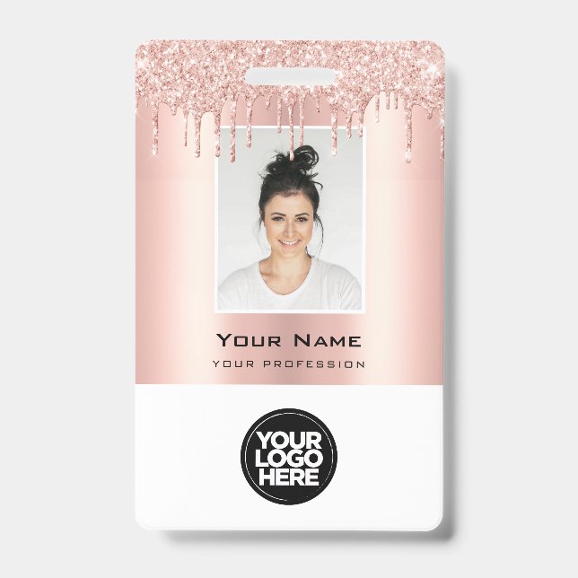 Tarjeta De Identificación Nombre con Brillos Personalizados para Empleado en (Parte frontal)