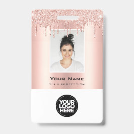 Tarjeta De Identificación Nombre con Brillos Personalizados para Empleado en