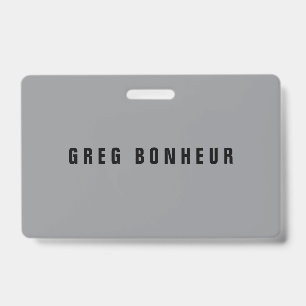Tarjeta De Identificación Nombre con estilo moderno   Gris y negro