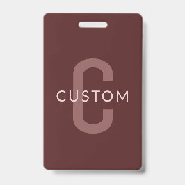 Tarjeta De Identificación Nombre con monograma de aspecto moderno | Rojo gra