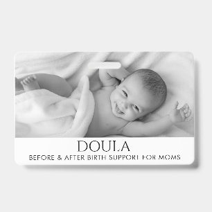 Tarjeta De Identificación Nombre de apoyo de foto de parto de doula