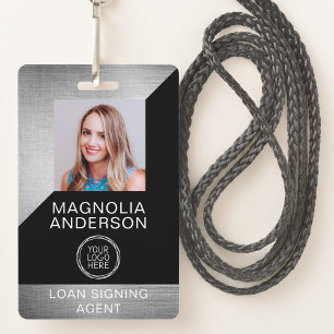 Tarjeta De Identificación Nombre de código de barras del logotipo de la foto