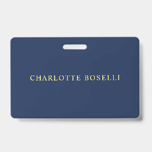 Tarjeta De Identificación Nombre de color azul profesional clásico minimalis