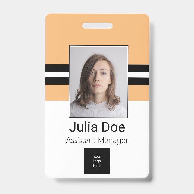 Tarjeta De Identificación Nombre de empleado personalizado, foto, código de  (Parte frontal)