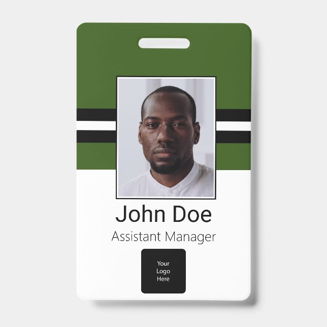 Tarjeta De Identificación Nombre de empleado personalizado, foto, código de  (Parte frontal)