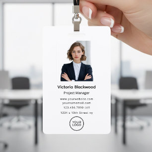 Tarjeta De Identificación Nombre de empleado personalizado y foto del logoti