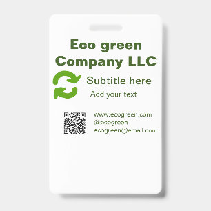 Tarjeta De Identificación nombre de empresa verde ecológico código q r sitio