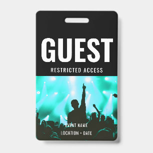 Tarjeta De Identificación Nombre de evento o concierto personalizado del inv