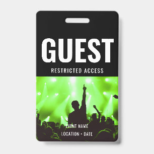 Tarjeta De Identificación Nombre de evento o concierto personalizado del inv