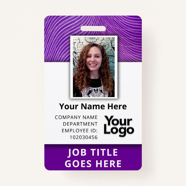 Tarjeta De Identificación Nombre de foto de empleado corporativo profesional (Anverso)