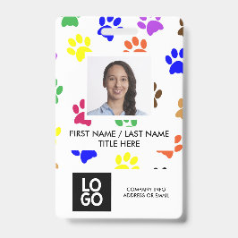 Tarjeta De Identificación Nombre de foto de empleado personalizado de Paws A
