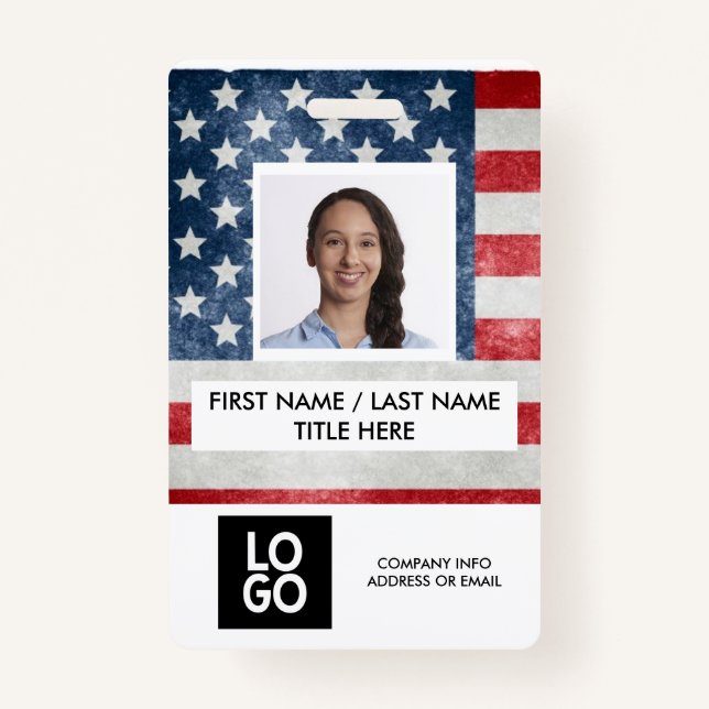 Tarjeta De Identificación Nombre de foto de empleado Personalizado estadouni (Anverso)