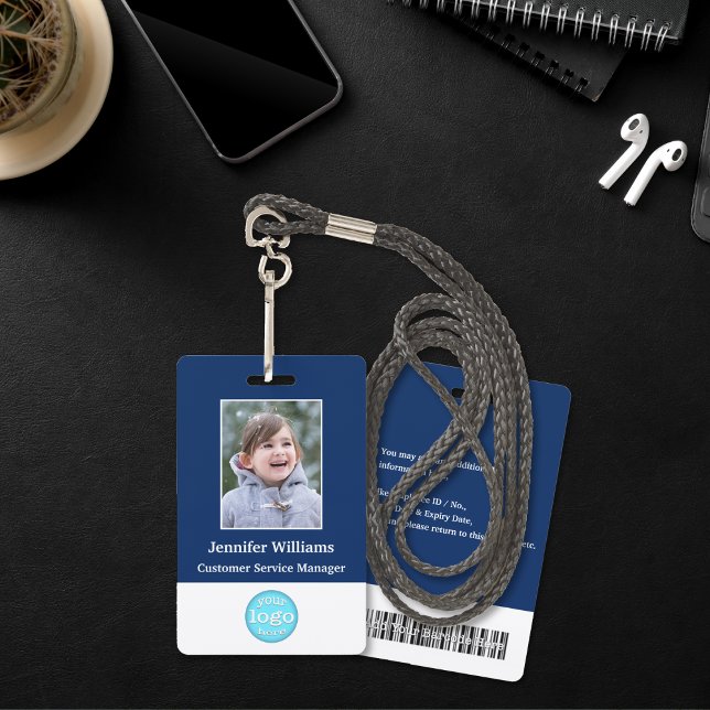 Tarjeta De Identificación Nombre de foto del personal del personalizado Nomb (Custom Employee Staff Photo Name Logo Barcode ID Badge)