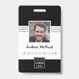 Tarjeta De Identificación Nombre de foto profesional elegante de empleado