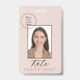 Tarjeta De Identificación Nombre de Foto Rosa de Maquillaje