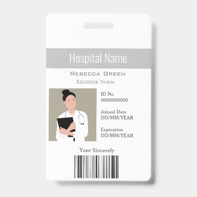 Tarjeta De Identificación Nombre de ID de código de barras de foto de emplea (Parte frontal)