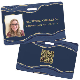 Tarjeta De Identificación Nombre de ID de foto de código QR de geoda de ágat