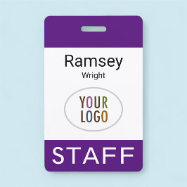 Tarjeta De Identificación Nombre de identificación del personal real púrpura