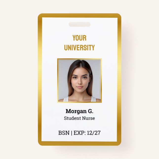 Tarjeta De Identificación Nombre de la foto del Personalizado de enfermería  (Anverso)