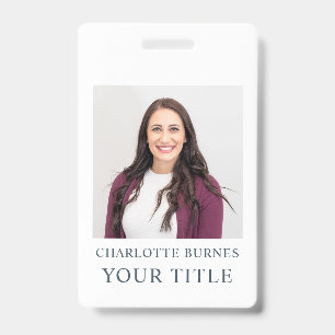 Tarjeta De Identificación Nombre de la foto Título Insignia