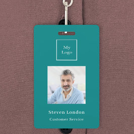 Tarjeta De Identificación Nombre de la foto verde azulada logotipo comercial