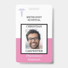Nombre de la instalación médica rosa y blanca