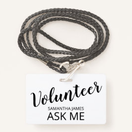 Tarjeta De Identificación Nombre de la pregunta del voluntario