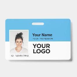 Tarjeta De Identificación Nombre de Logo de Código Qr o Barra de Foto Azul C