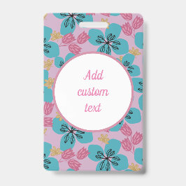 Tarjeta De Identificación Nombre de madre floral personalizado rosa