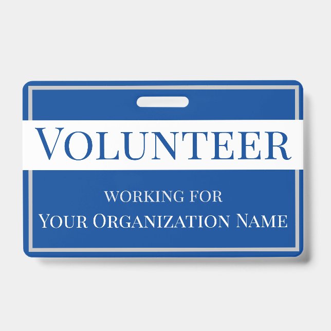 Tarjeta De Identificación Nombre de Organización Personalizada de Voluntario (Parte frontal)