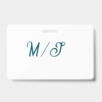 Nombre de pareja de boda monograma turquesa simple