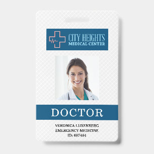 Tarjeta De Identificación Nombre del Doctor Foto ID Logotipo del Hospital Pr